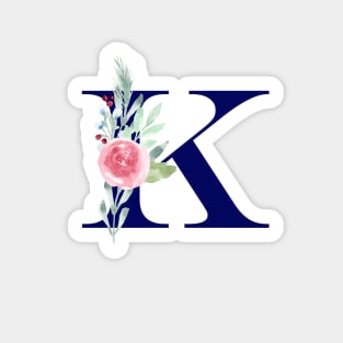 Watercolor Floral Letter K in Navy Sticker